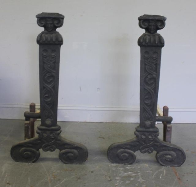 Pair of Large Wrought Iron Andirons From 15f601