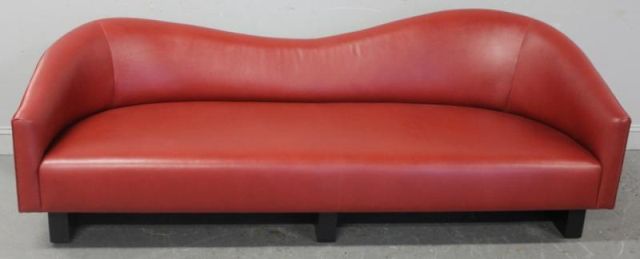 Red Leather Midcentury Style Sofa 15f631