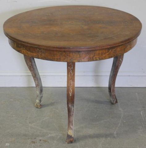 Round Continental Inlaid Antique Table.