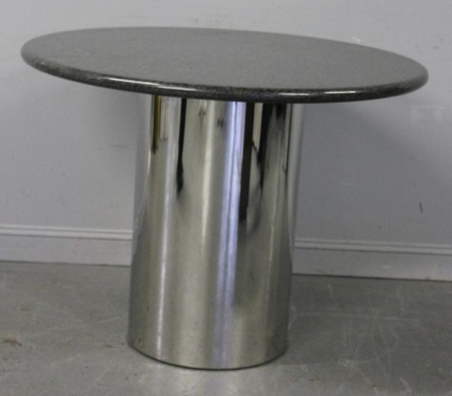 Marbletop and Chrome Pedestal Base