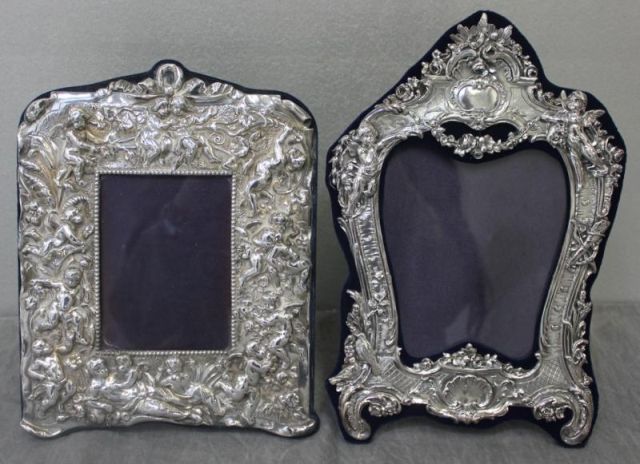 Two Sterling Clad Easel Back Frames.English.