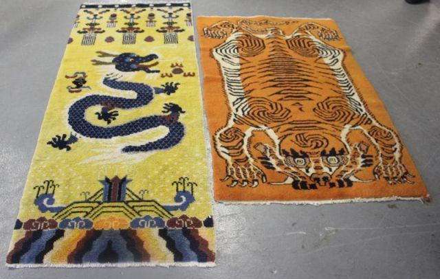 2 Vintage Chinese Handmade Carpets Both 15f67e