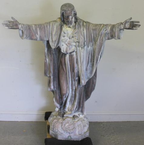 Large 19th Century Zinc Figure of Jesus.With