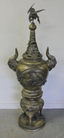 Large Bronze Asian Incense Burner Late 15f6c0