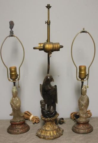 3 Asian Hardstone Lamps 2 geisha 15f6c9