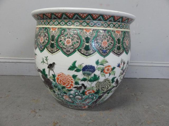 Asian Porcelain Fish Bowl Decorated