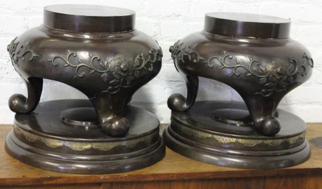 Pair of Japanese Bronze Pedestals May 15f6e1