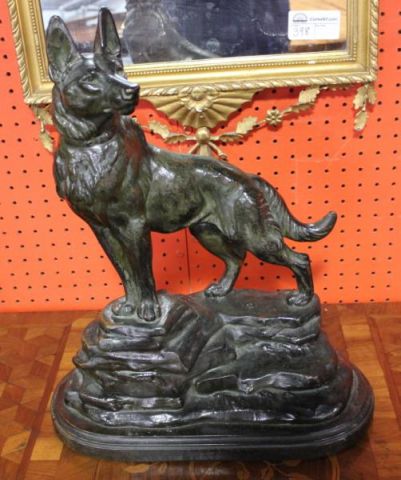 Vintage Patinated Statue of a Dog Looks 15f6e6