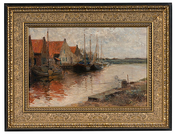 Hugo Konig (German 1856-1899) Harbor