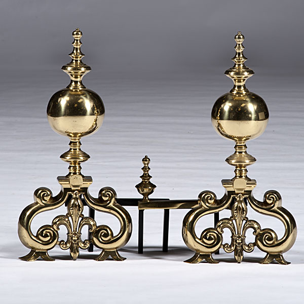French Brass Andirons French 20th 15f8d1