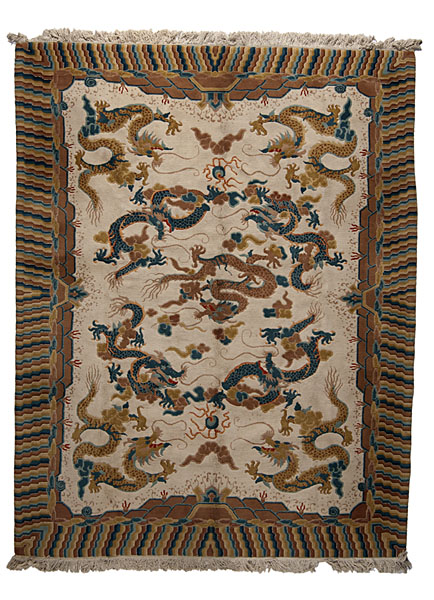 Chinese Dragon Rug Chinese ca 1940s 15f8fb