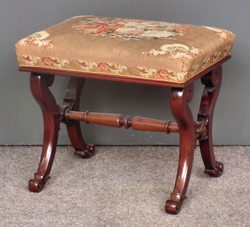 A Victorian mahogany rectangular stool