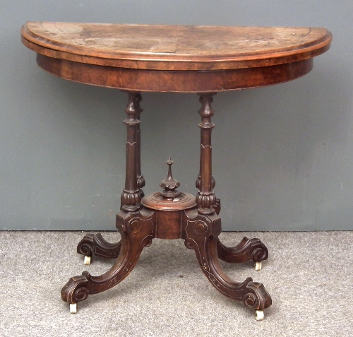 A Victorian walnut semi circular 15d21c