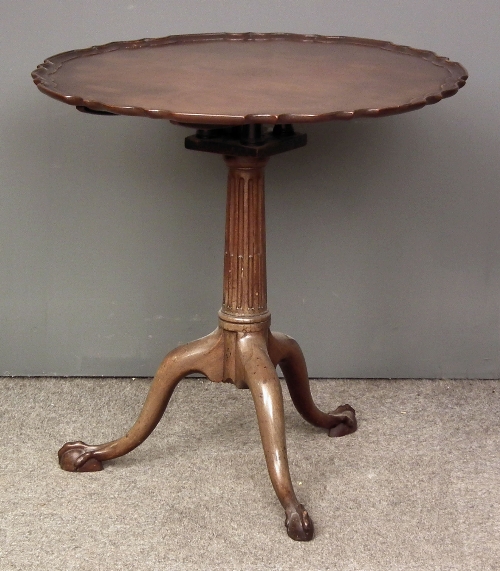 A mahogany circular tray top tripod