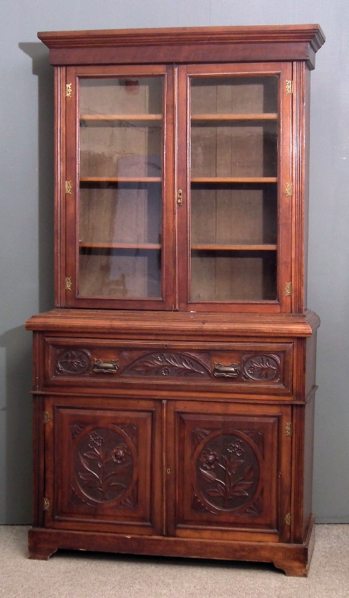 A late Victorian walnut Secretaire