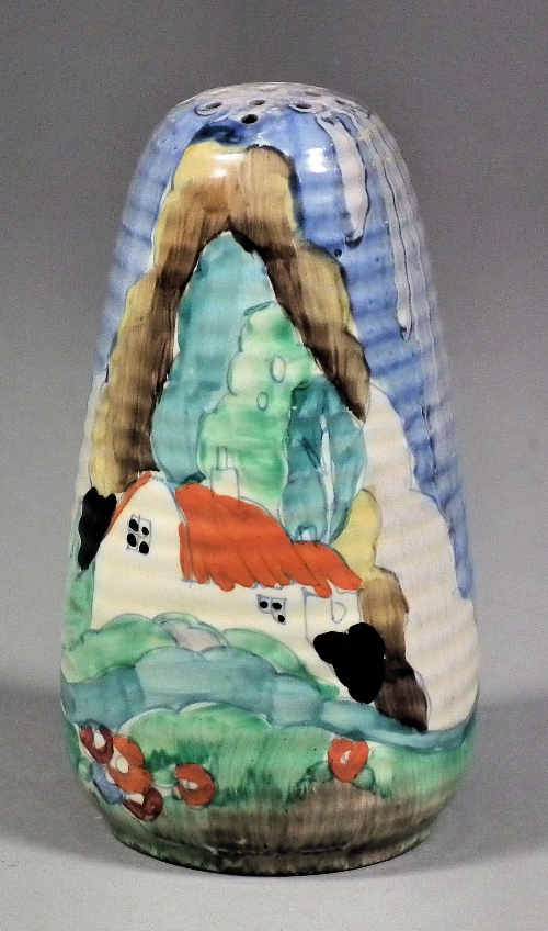 A Clarice Cliff pottery sugar shaker