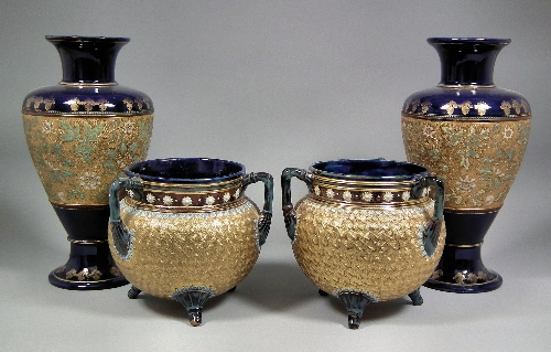 A pair of Doulton Lambeth stoneware