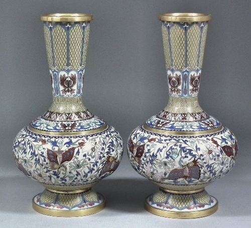 A pair of Chinese cloisonne bulbous