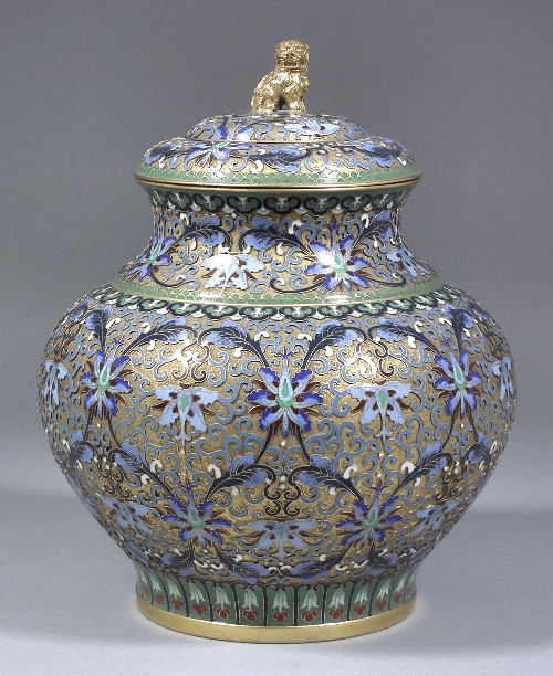 A Chinese gilt brass and cloisonne