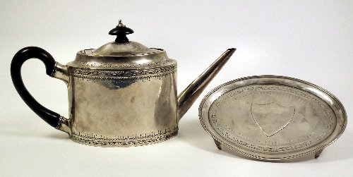 A George III silver oval teapot