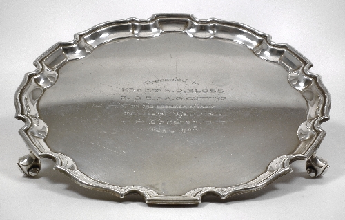 A George VI silver circular salver