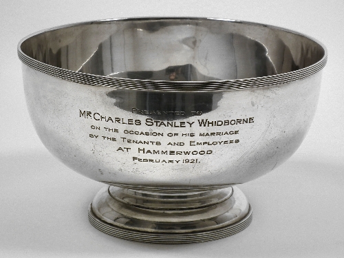 A George V silver circular rose bowl