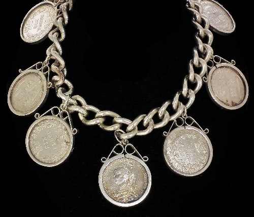 A modern silver chain link bracelet