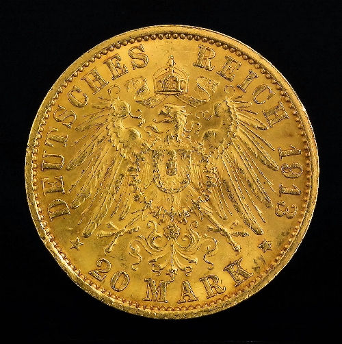 A William II 1913 gold Twenty Mark 15d433