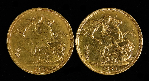 Two Victoria Sovereigns 1890 15d42a
