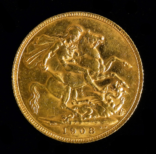 An Edward VII 1908 Sovereign (fine)