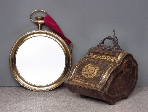 A brass framed circular wall mirror 15d4a0