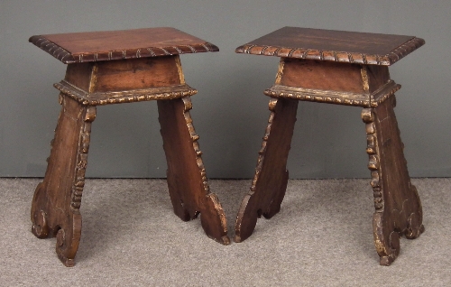 A pair of Italian walnut and parcel