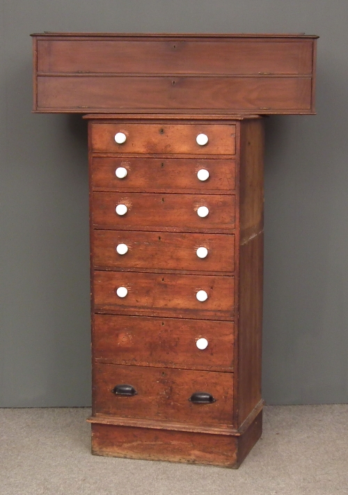 A Victorian stained pine tool chest