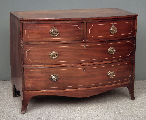 A late Georgian mahogany bow-front chest