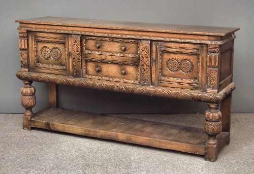 A panelled oak sideboard of 17th 15d565