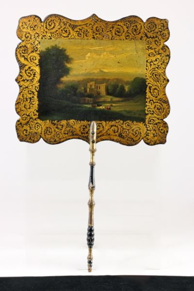 19th Century Painted Mache Fanblack