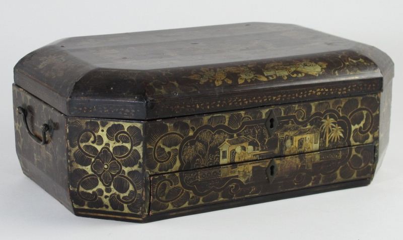 Antique Chinoiserie Sewing Boxlacquered