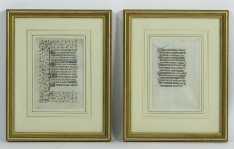 Pair of Illuminated Manuscript Leaves17th