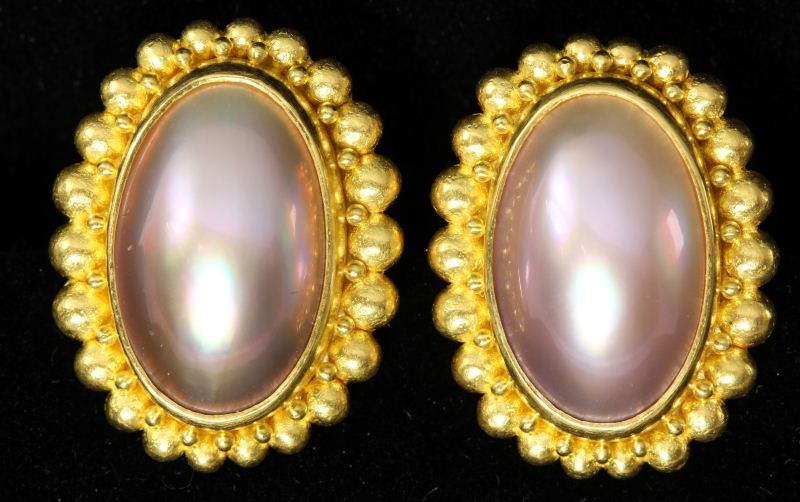 Gold and Mabe Pearl Earclipsartist