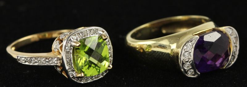 Two Diamond and Gem Set Ringsthe