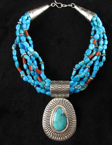 Turquoise and Sterling Pendant Necklacecomposed