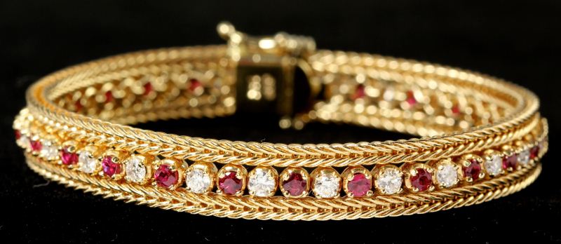 Ruby and Diamond Line Braceletset