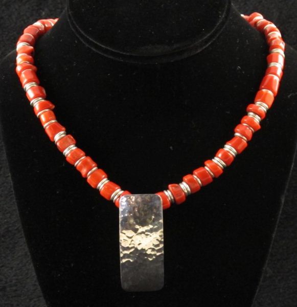 Sterling Silver and Coral Necklaceset