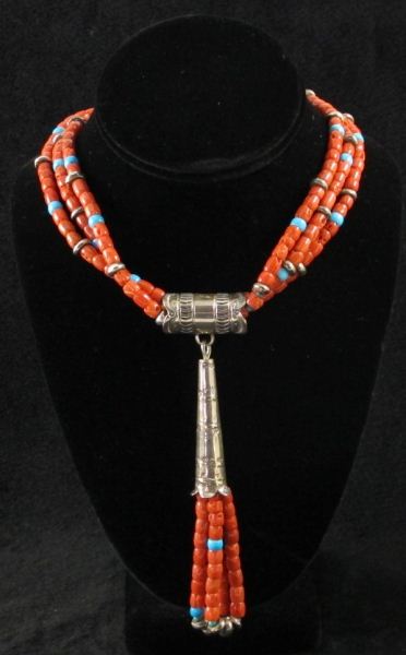 Sterling Coral and Turquoise Necklacedesigned 15d66f