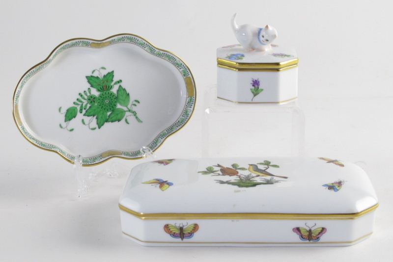  3 Herend Porcelain Dresser Objectsincluding  15d713