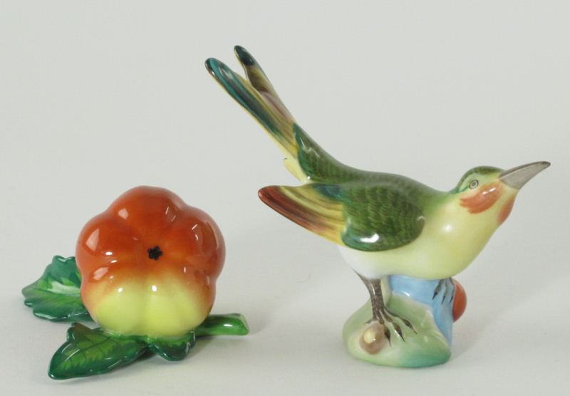 Herend Bird and Fruit Figureseach realistically