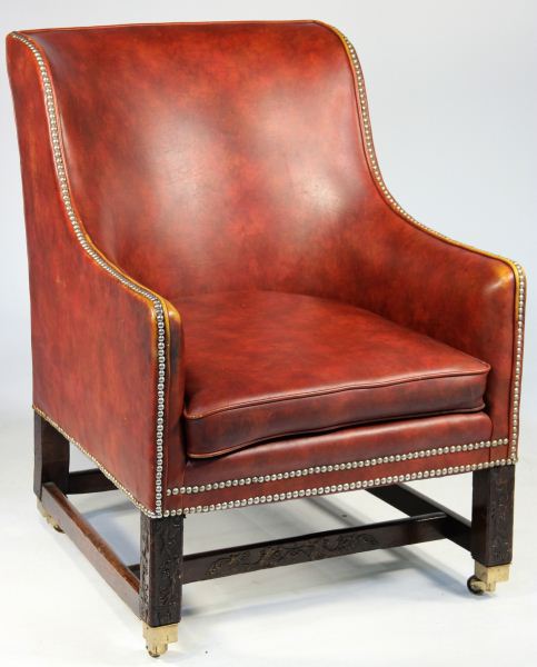 18th Century Style Leather Chaircarved
