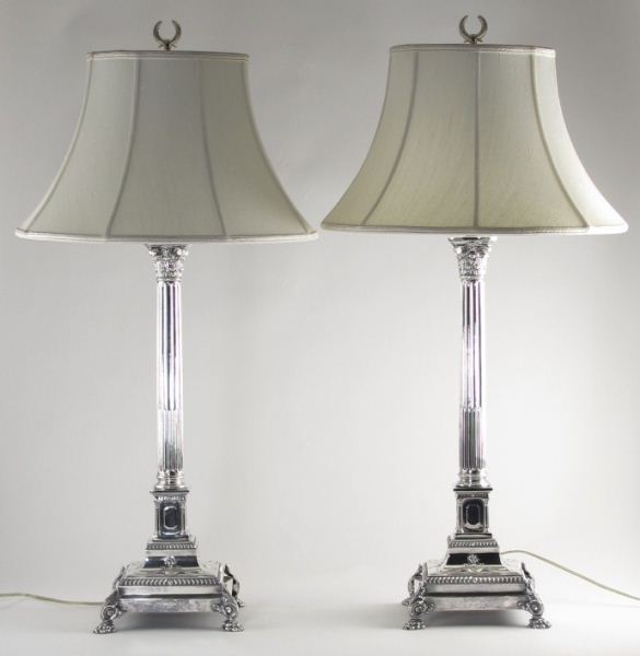 Pair of Silver Plated Table Lampsearly 15d767