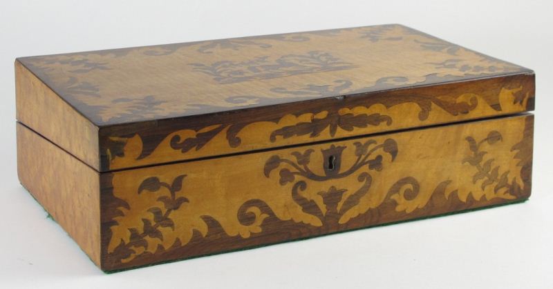 19th Century Fancy Inlaid Lap Deskcurly