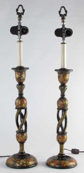 Pair of Russian Hand Painted Lamps18th